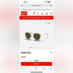 Rayban Round Metal Sunglasses